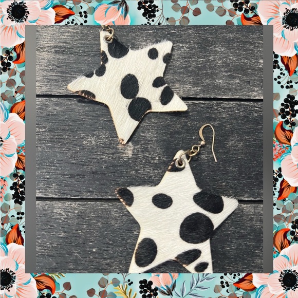 Jewelry | New Fuzzy Cow Pattern Star Boutique Earrings | Poshmark